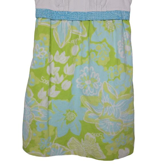 Lilly Pulitzer Womens Strap Empire Waist Dress Sz 2 Floral Green Blue White - Picture 5 of 14